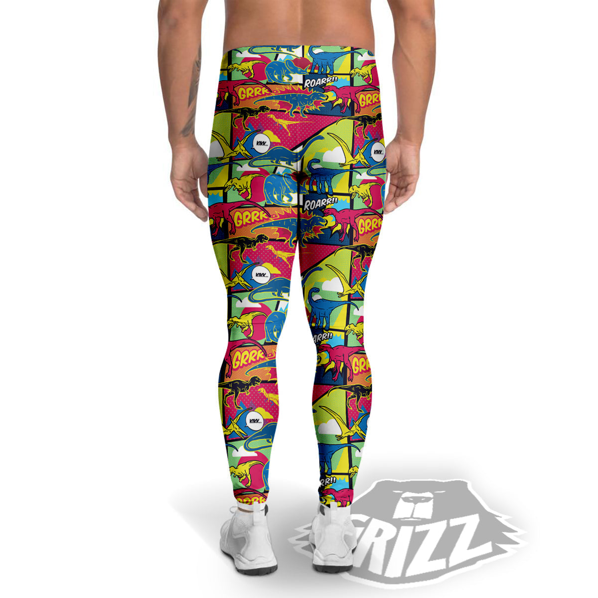 Dinosaurs Comic Print Pattern Men's Leggings-grizzshop