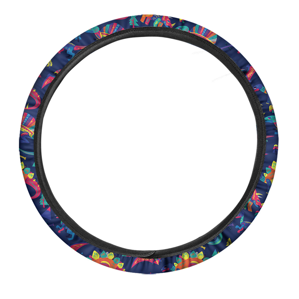 Dinosaurs Cute Colorful Print Pattern Car Steering Wheel Cover-grizzshop