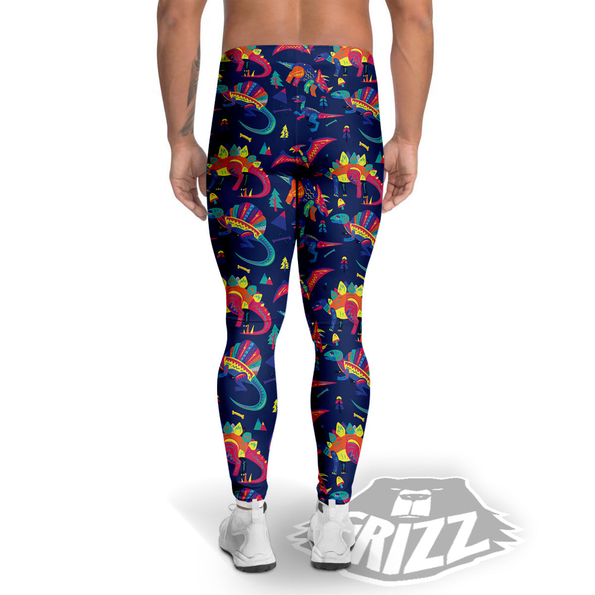 Dinosaurs Cute Colorful Print Pattern Men's Leggings-grizzshop