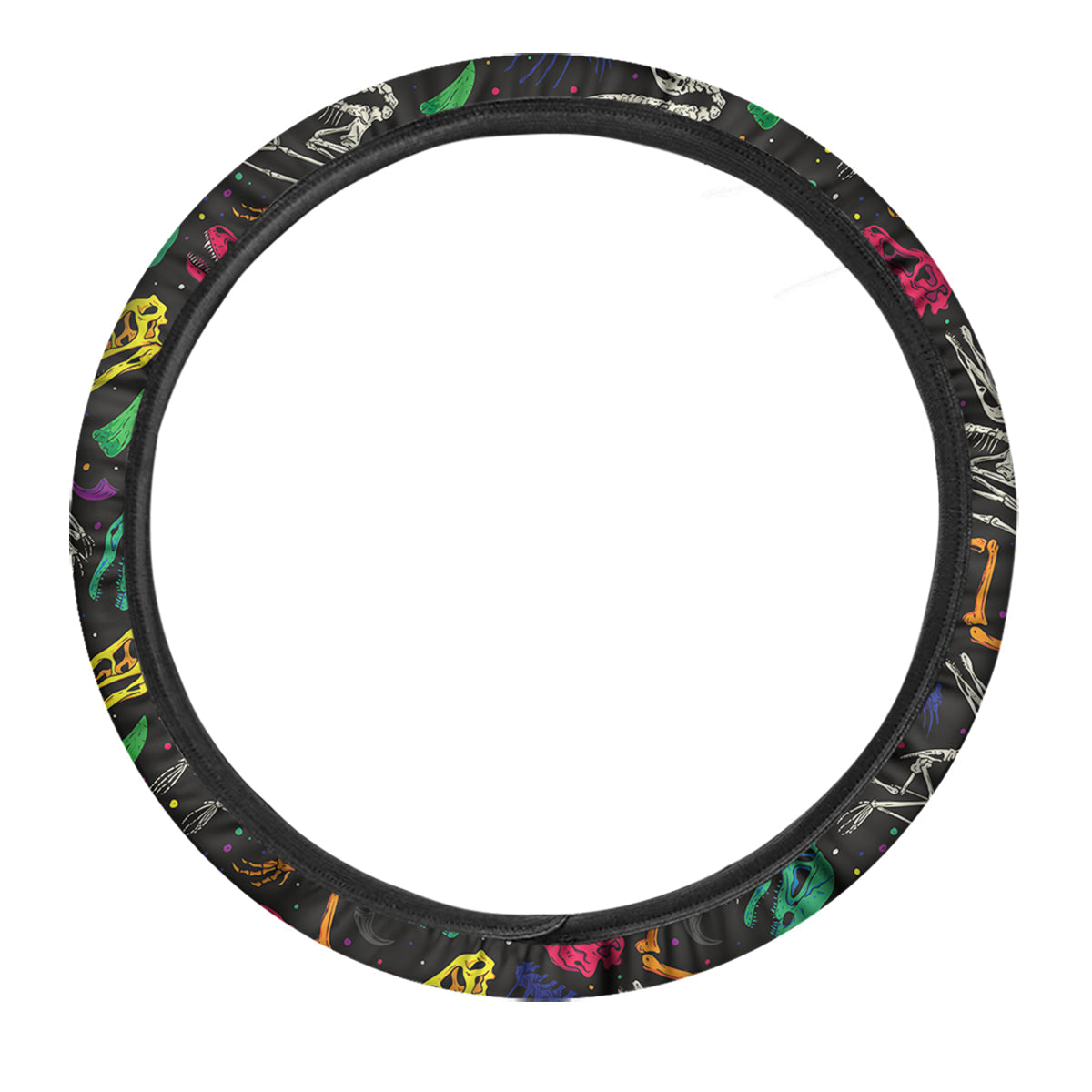 Dinosaurs Fossil Colorful Print Pattern Car Steering Wheel Cover-grizzshop