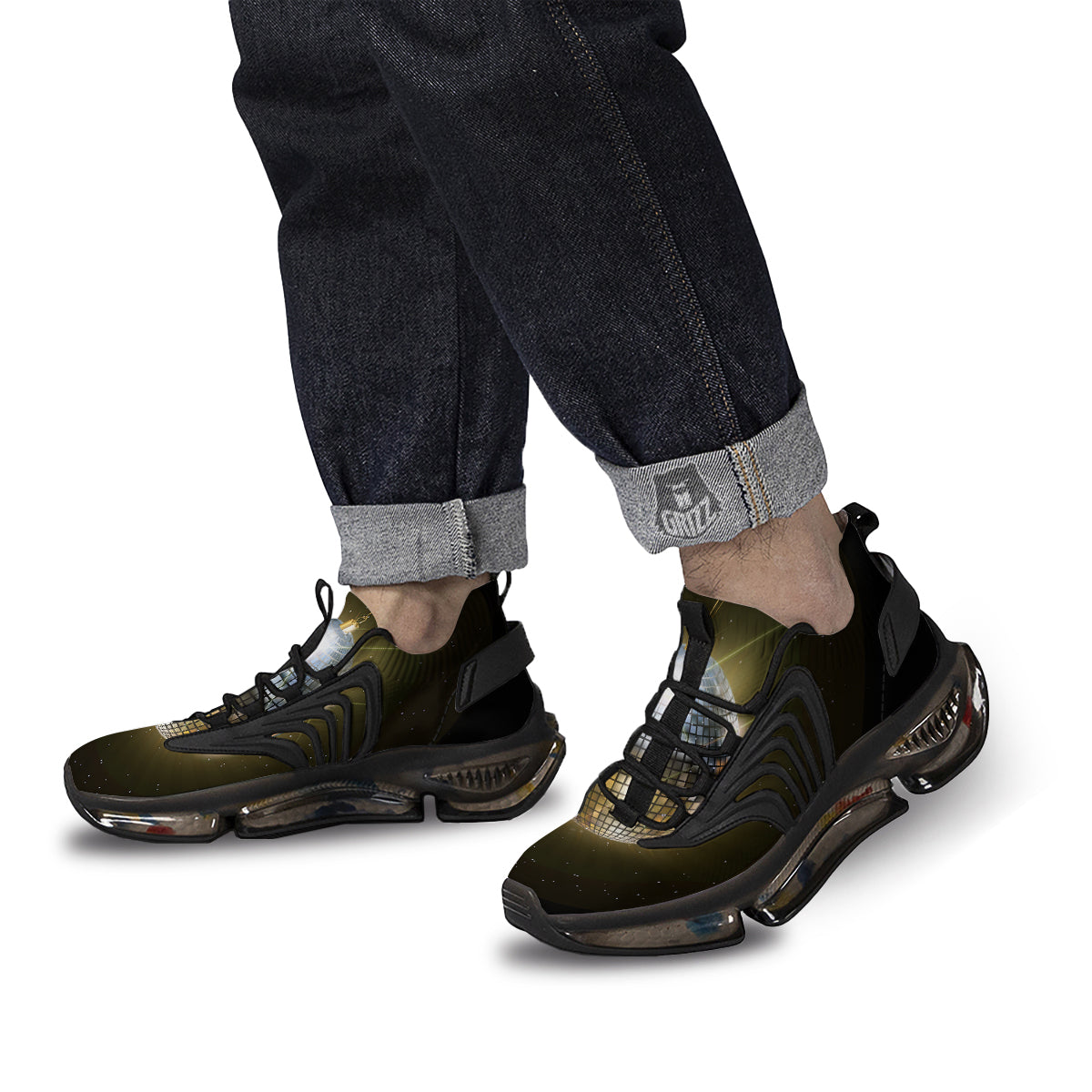 Disco Ball In Night Party Print Black Gym Shoes-grizzshop