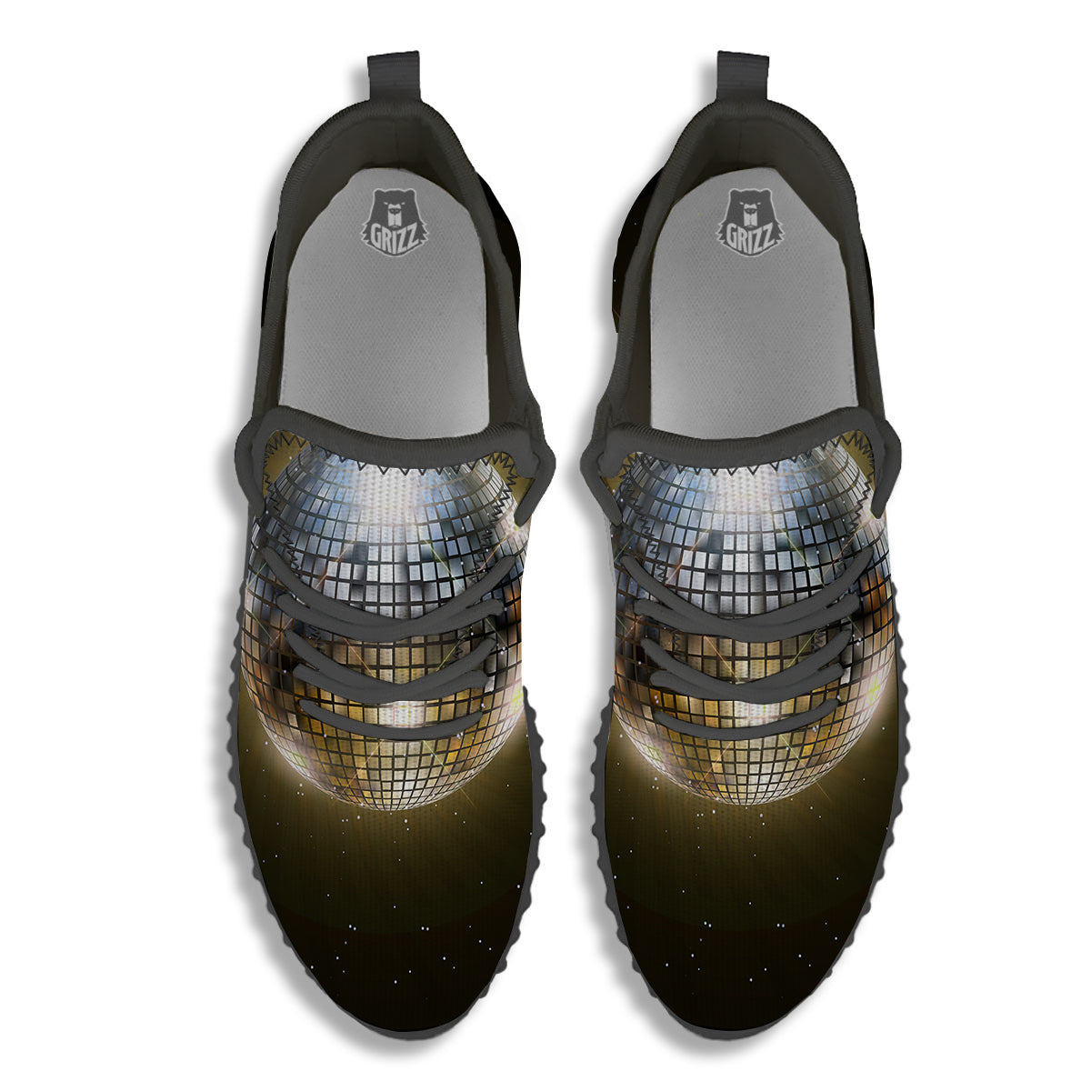 Disco Ball In Night Party Print Black Walking Shoes-grizzshop