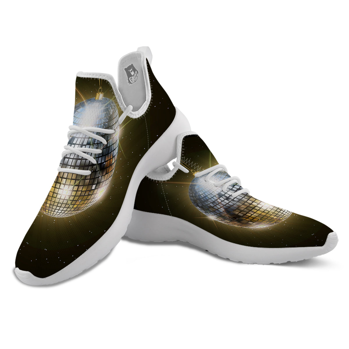 Disco Ball In Night Party Print White Athletic Shoes-grizzshop