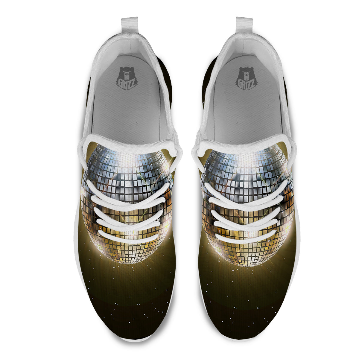 Disco Ball In Night Party Print White Athletic Shoes-grizzshop