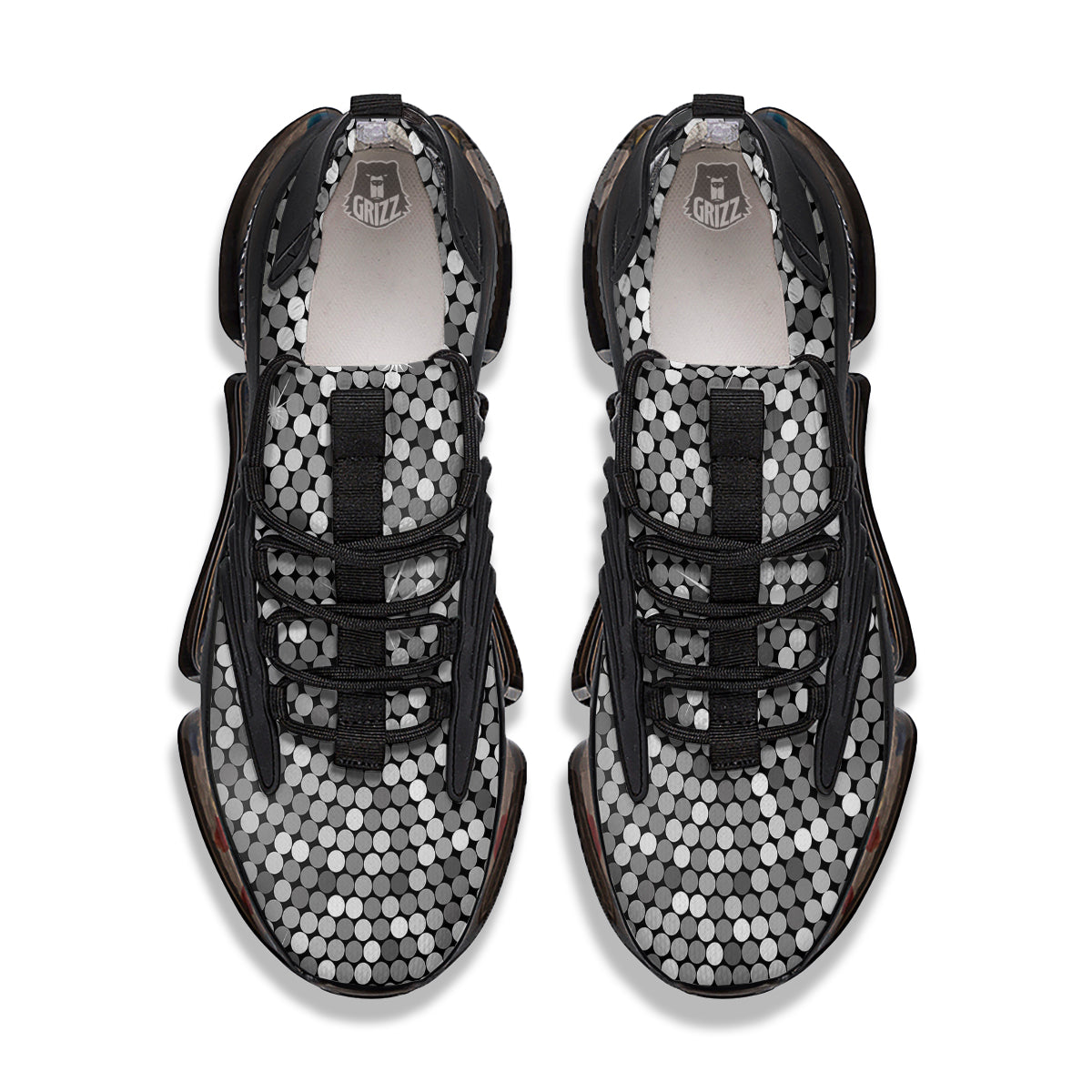 Disco Ball Texture Print Black Gym Shoes-grizzshop