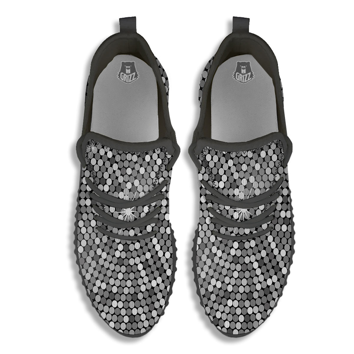 Disco Ball Texture Print Black Walking Shoes-grizzshop