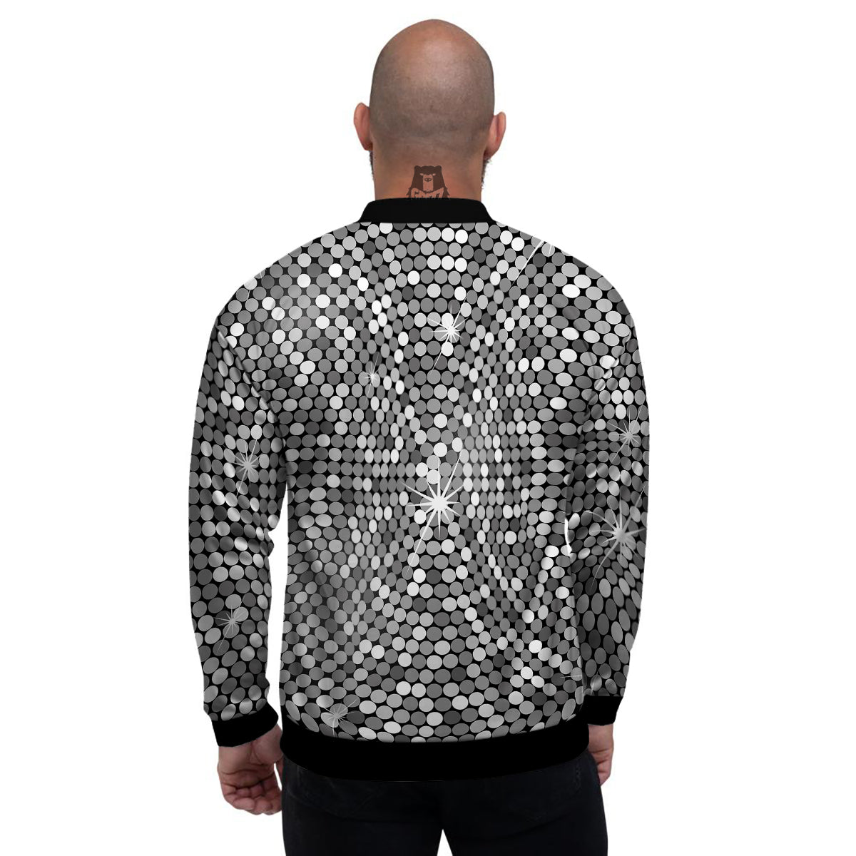 Disco Ball Texture Print Men's Bomber Jacket-grizzshop