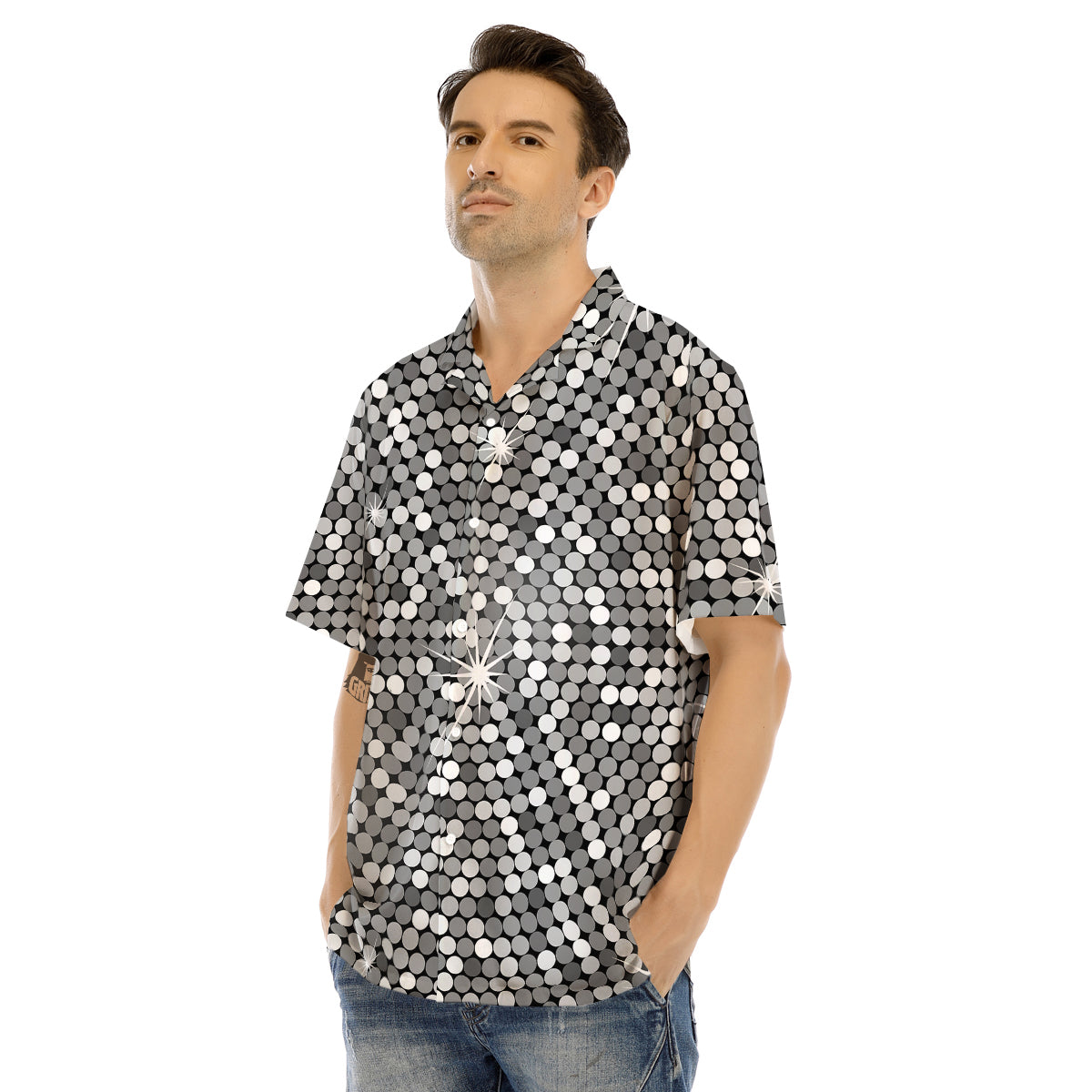 Disco Ball Texture Print Men's Hawaiian Shirt-grizzshop