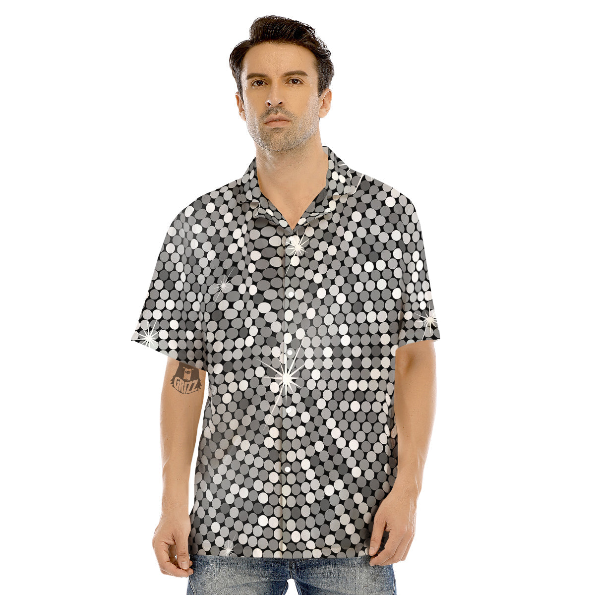 Disco Ball Texture Print Men's Hawaiian Shirt-grizzshop