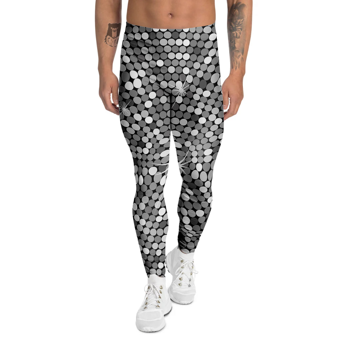 Disco Ball Texture Print Men's Leggings-grizzshop