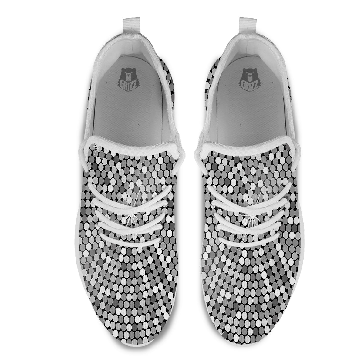 Disco Ball Texture Print White Athletic Shoes-grizzshop