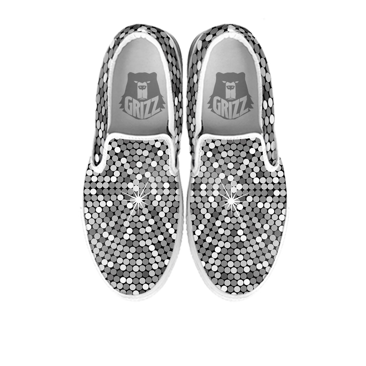 Disco Ball Texture Print White Slip On Shoes-grizzshop