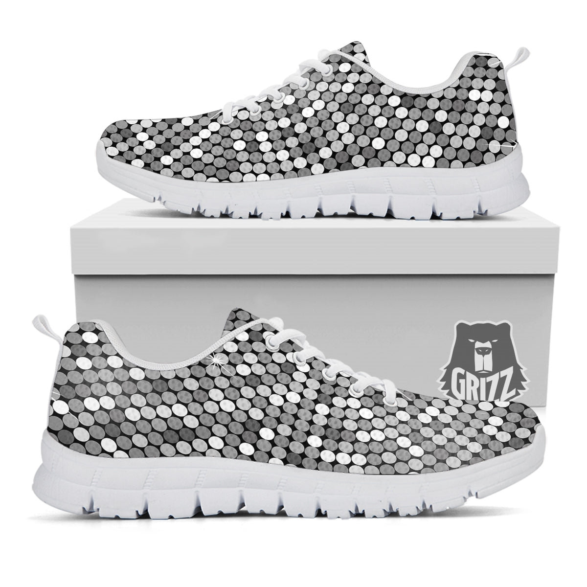 Disco Ball Texture Print White Sneaker-grizzshop