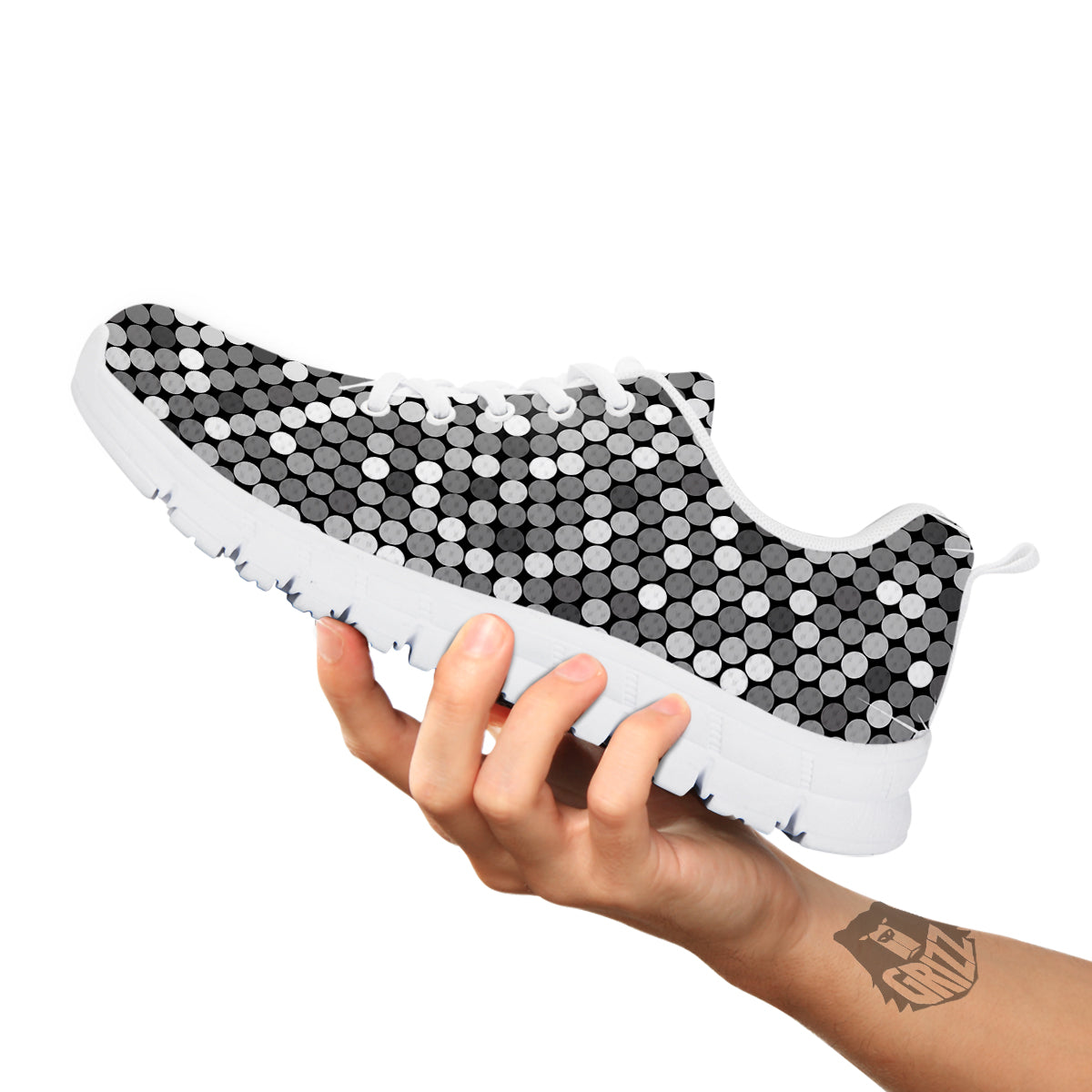 Disco Ball Texture Print White Sneaker-grizzshop
