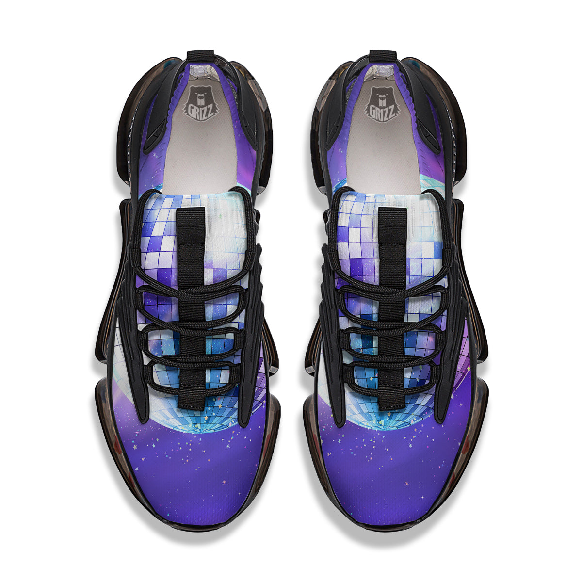 Disco Ball Ultraviolet Print Black Gym Shoes-grizzshop