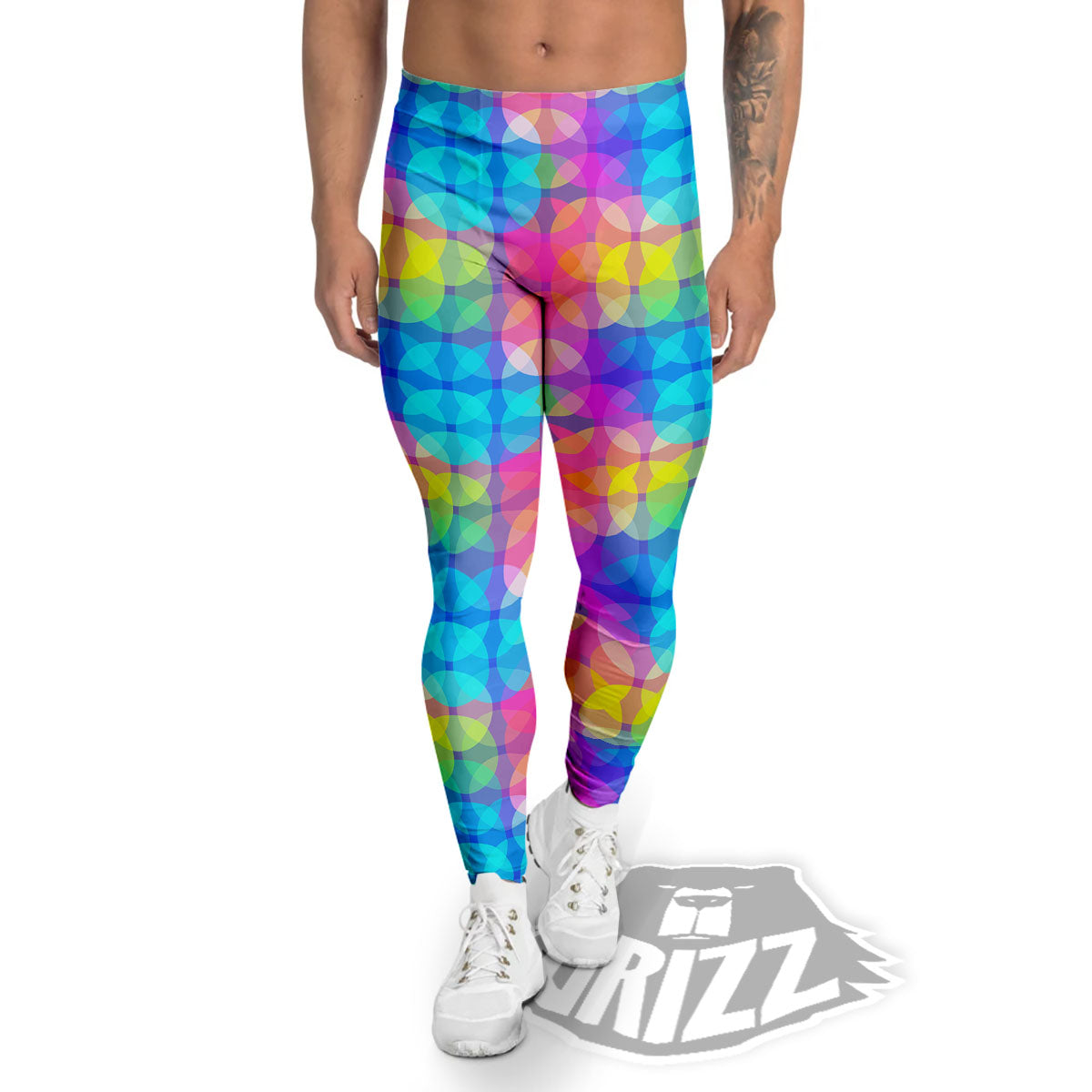 Disco Lights Colorful Print Pattern Men's Leggings-grizzshop