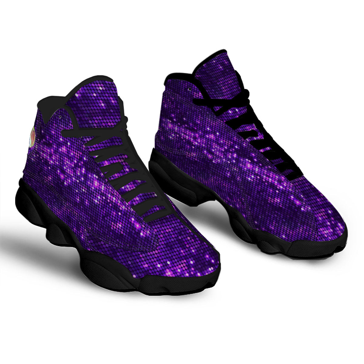 Disco Lights Purple Print Pattern Black Basketball Shoes-grizzshop