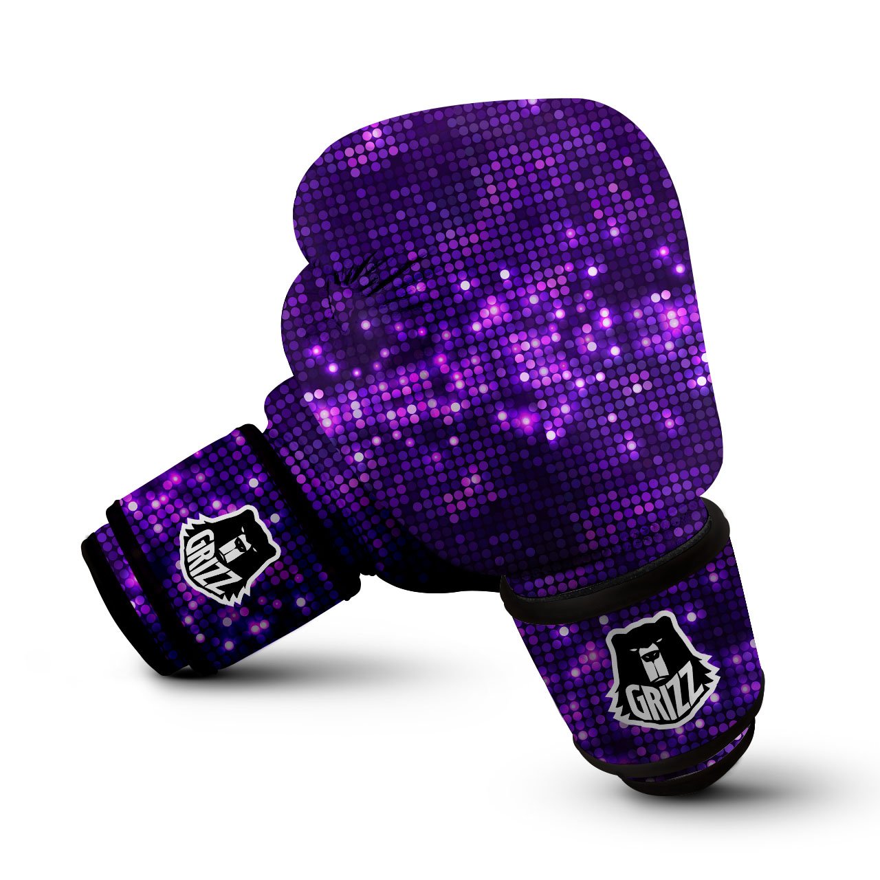Disco Lights Purple Print Pattern Boxing Gloves-grizzshop