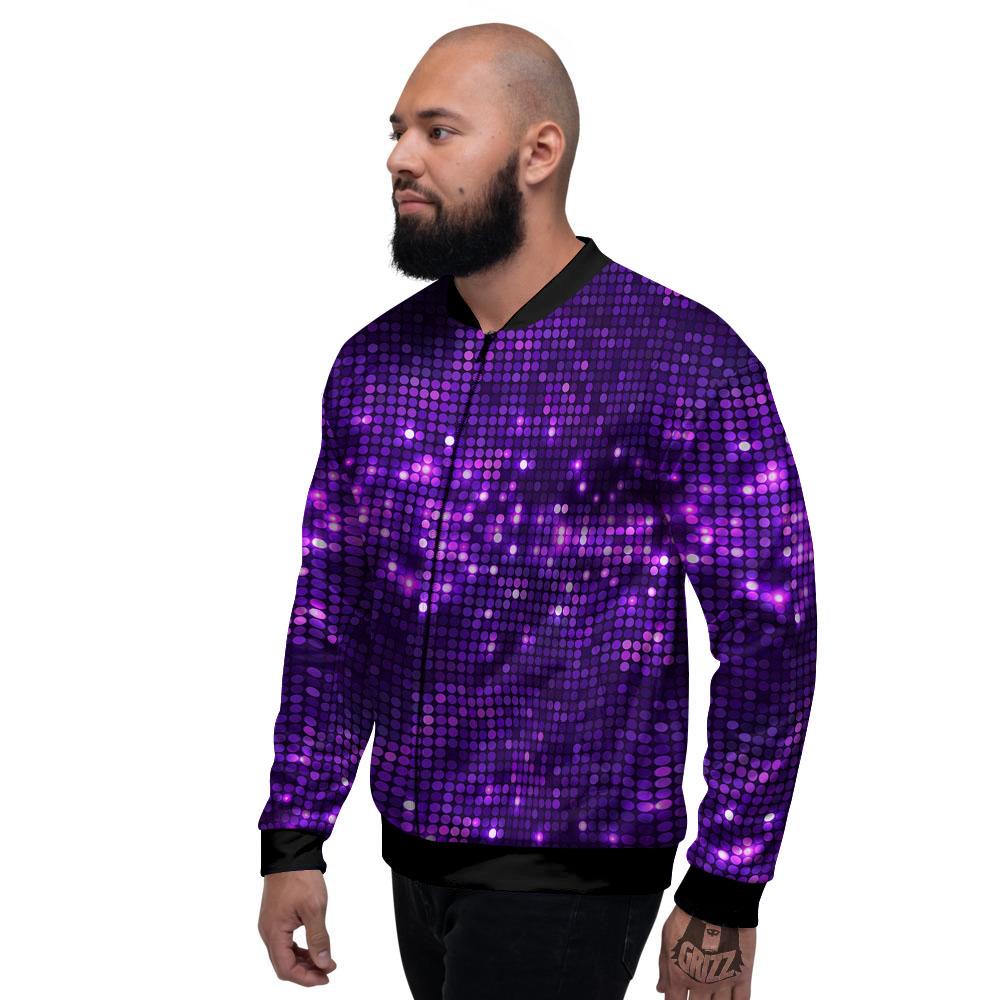 Disco Lights Purple Print Pattern Men's Bomber Jacket-grizzshop