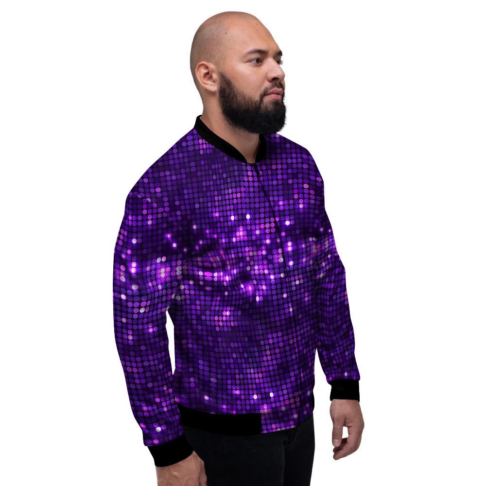 Disco Lights Purple Print Pattern Men's Bomber Jacket-grizzshop