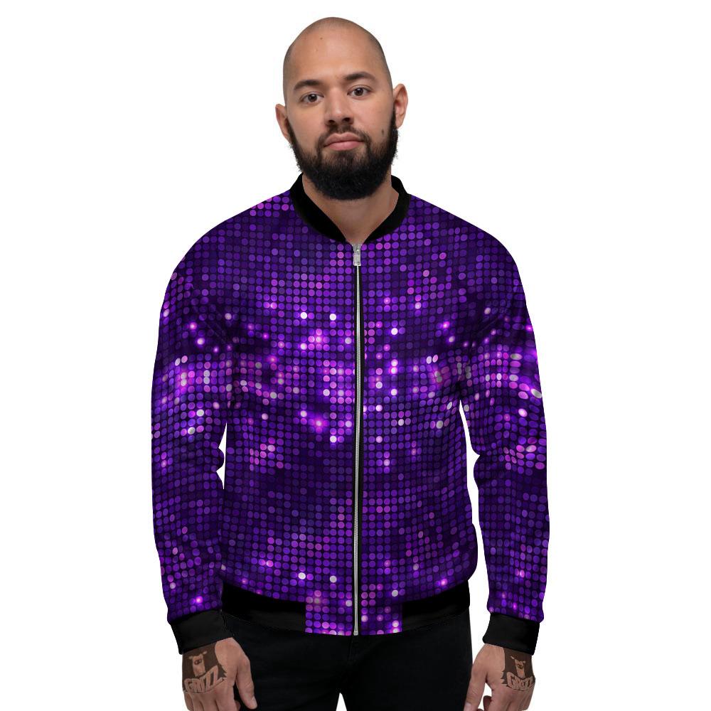 Disco Lights Purple Print Pattern Men's Bomber Jacket-grizzshop