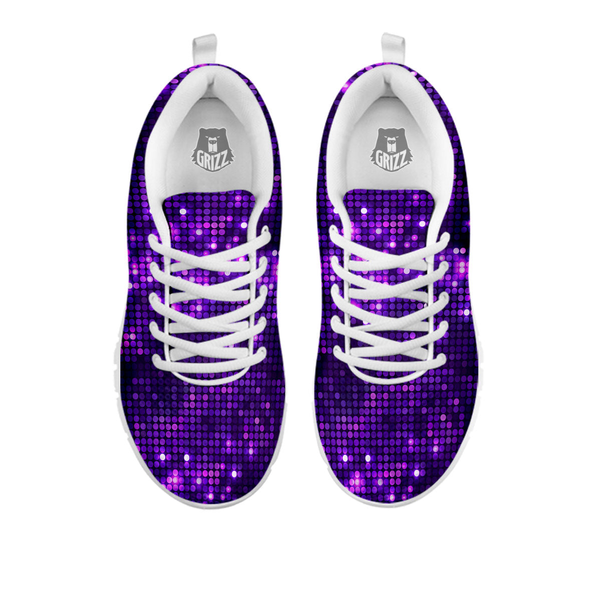 Disco Lights Purple Print Pattern White Sneaker-grizzshop