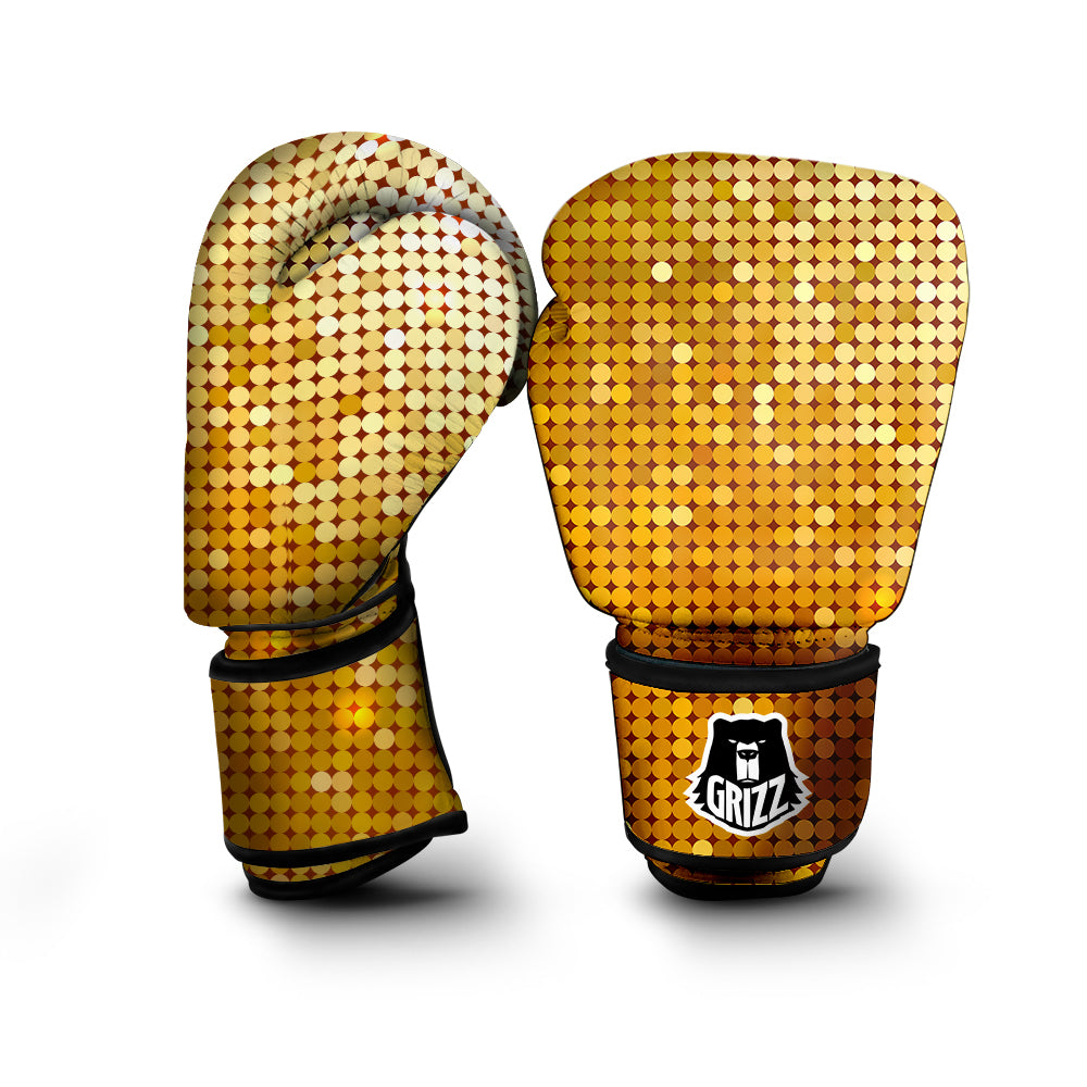Disco Shiny Golden Texture Print Boxing Gloves-grizzshop