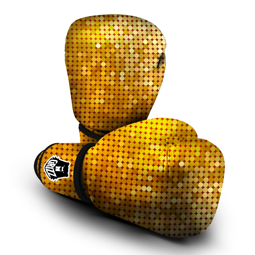 Disco Shiny Golden Texture Print Boxing Gloves-grizzshop