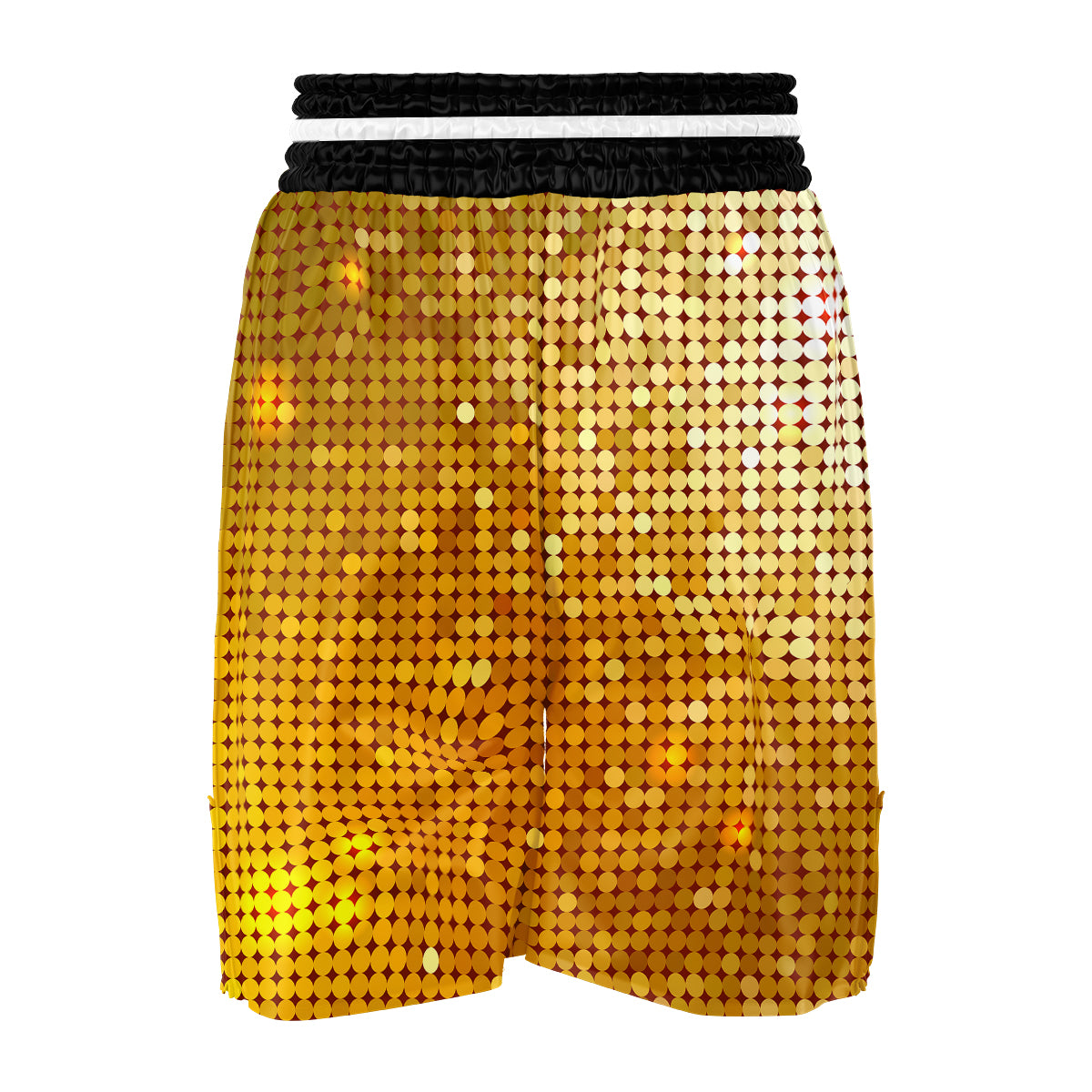 Disco Shiny Golden Texture Print Boxing Shorts-grizzshop