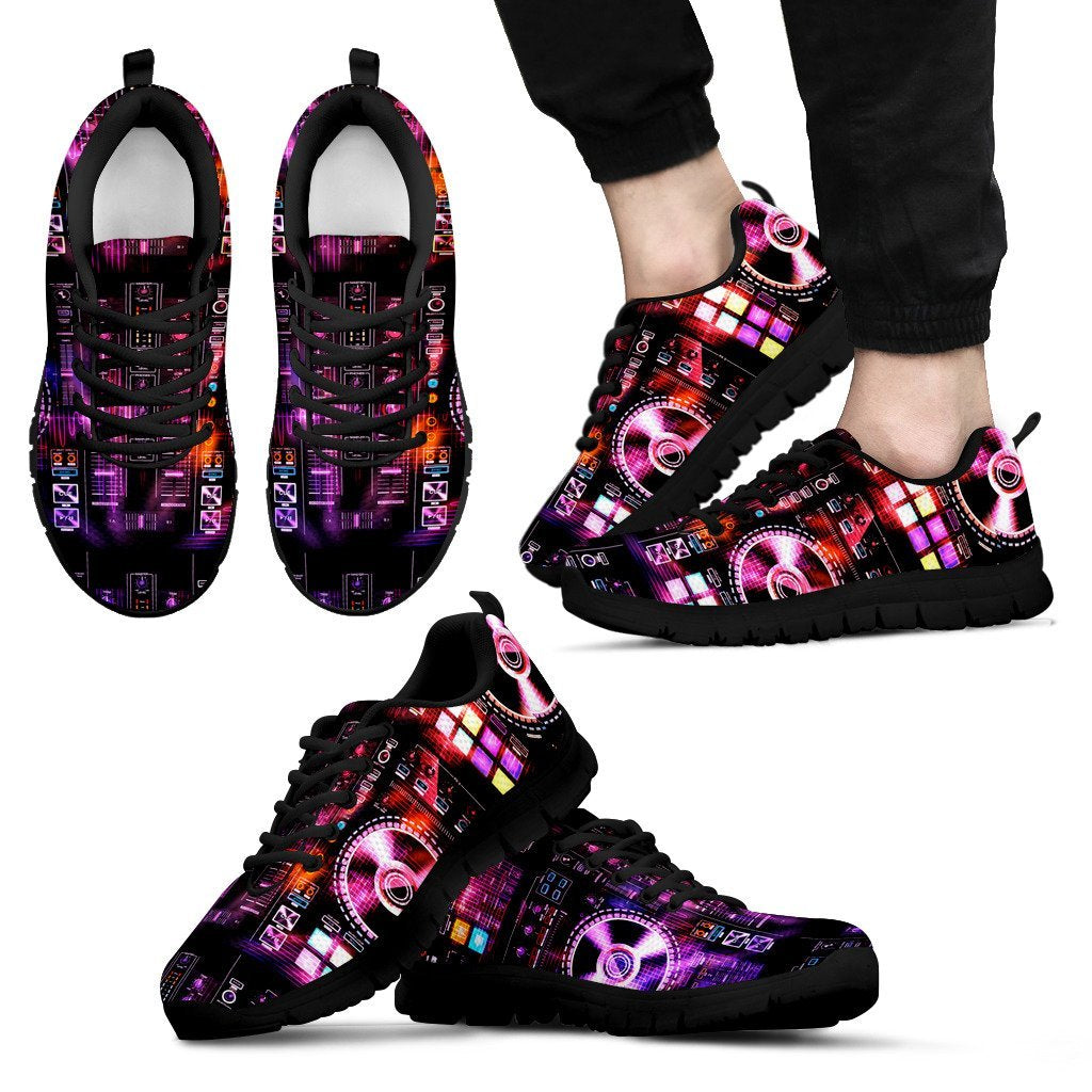 Dj Djing edm Pattern Black Sneakers for Women and Men-grizzshop