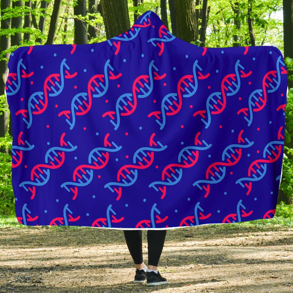 Dna Pattern Print Hooded Blanket-grizzshop