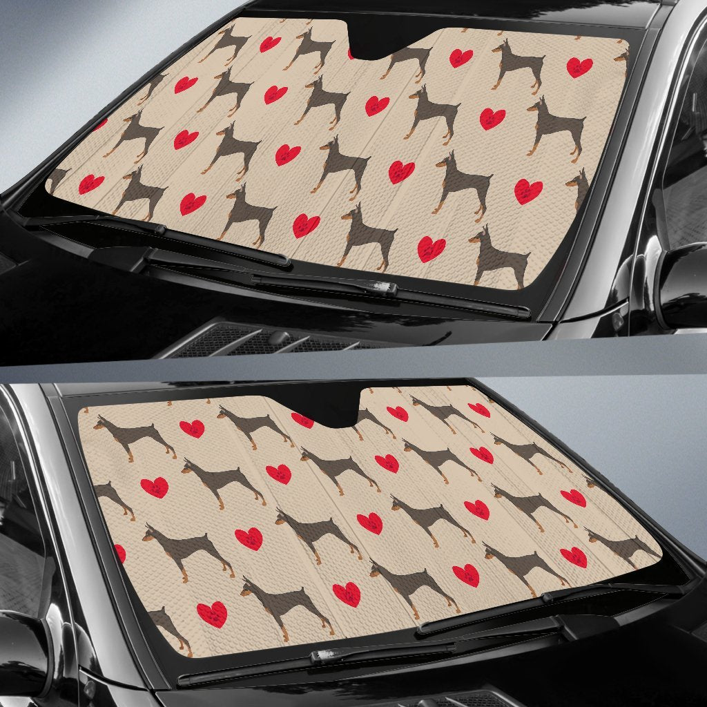 Doberman Dog Pattern Print Car Sun Shade-grizzshop