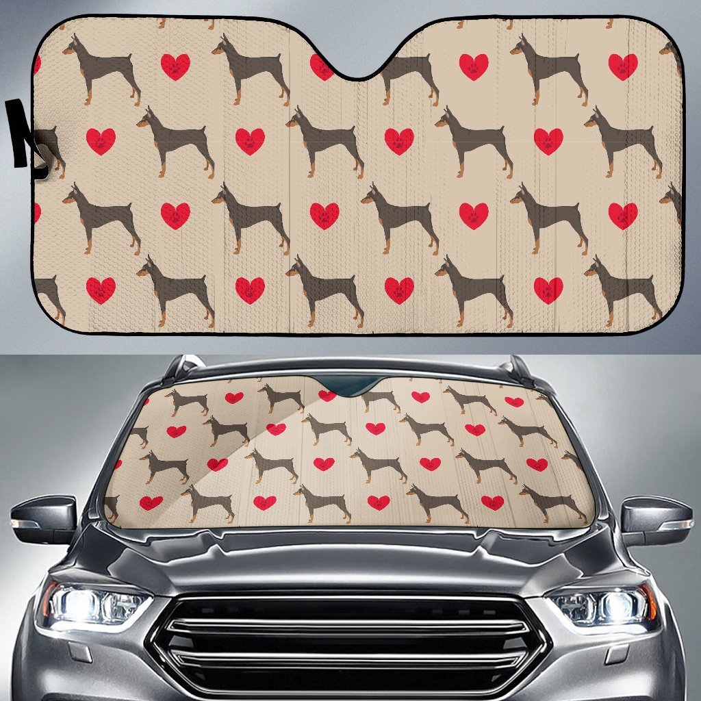 Doberman Dog Pattern Print Car Sun Shade-grizzshop