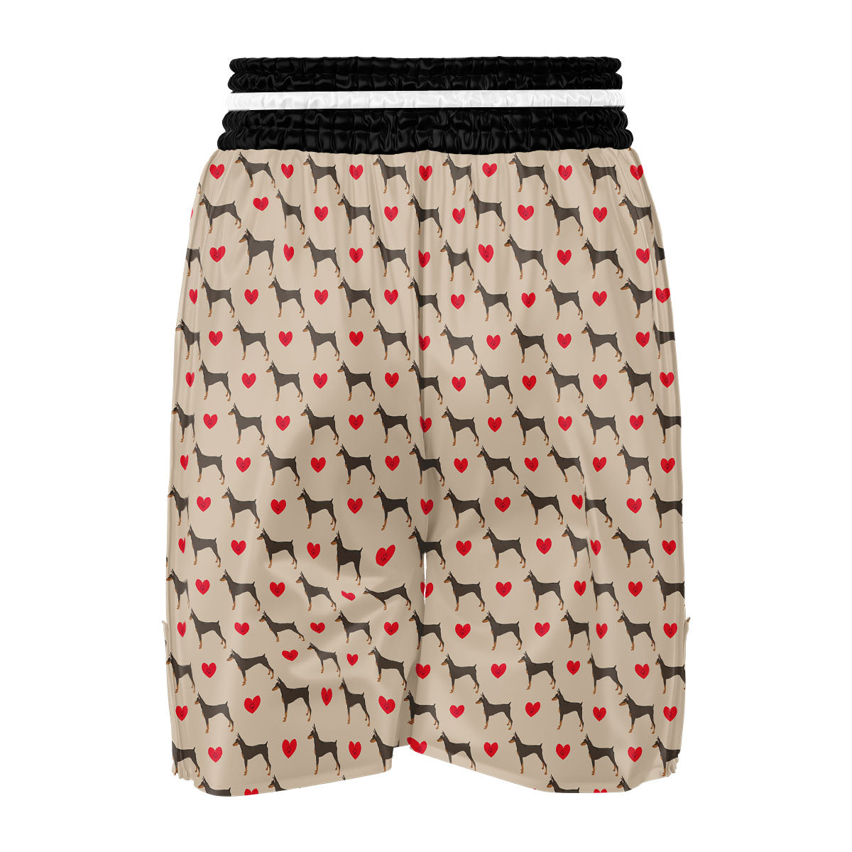 Dobermann Heart Print Pattern Boxing Shorts-grizzshop