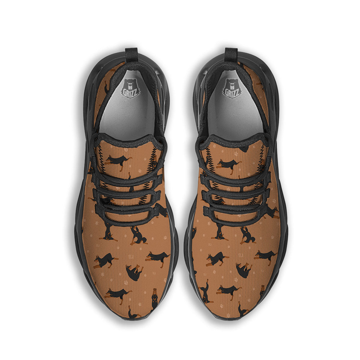 Dobermann Print Pattern Black Running Shoes-grizzshop