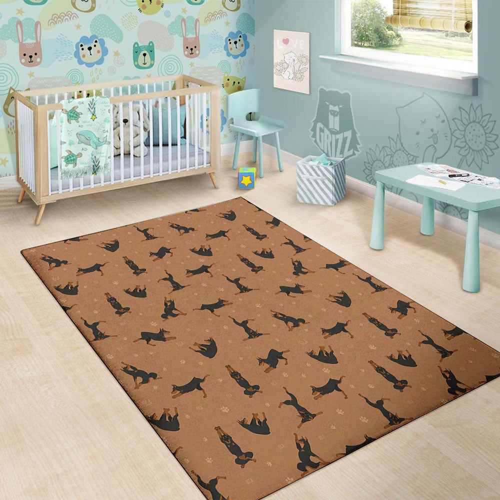 Dobermann Print Pattern Floor Mat-grizzshop
