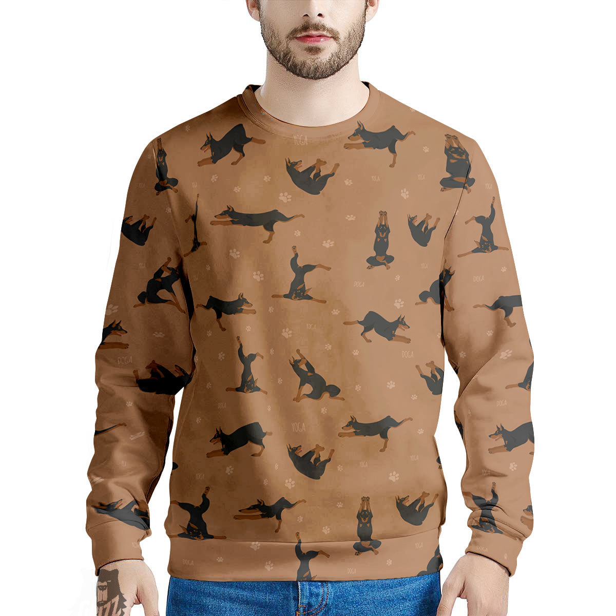 Dobermann Print Pattern Men's Sweatshirt-grizzshop