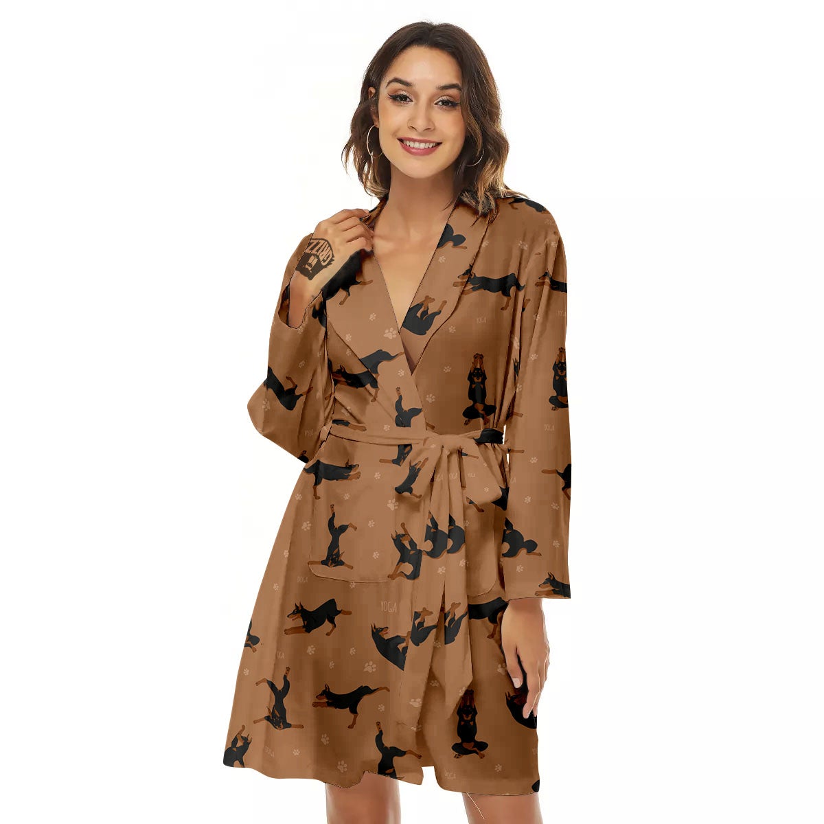 Dobermann Print Pattern Women's Robe-grizzshop