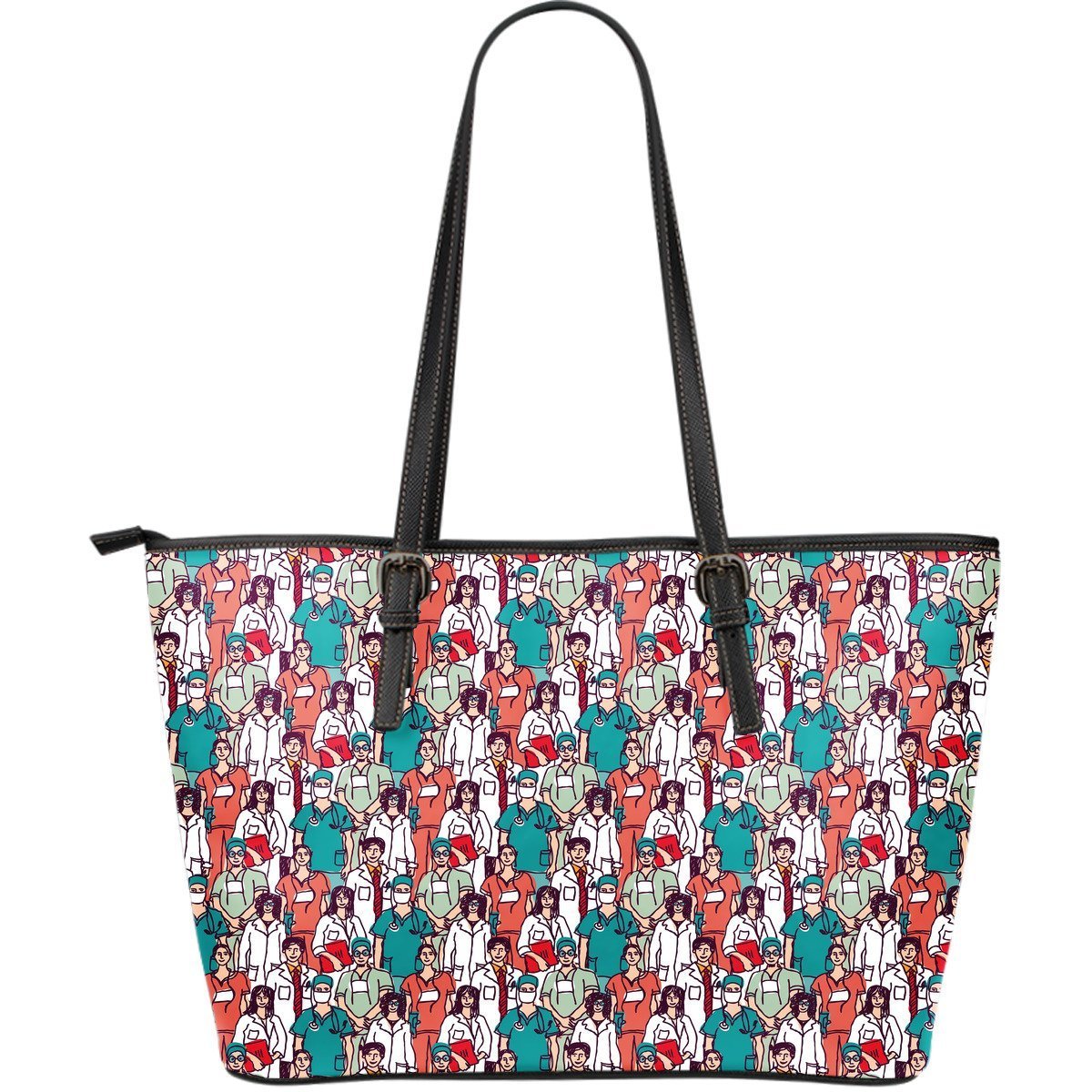 Docter Nurse Pattern Print Leather Tote Bag-grizzshop