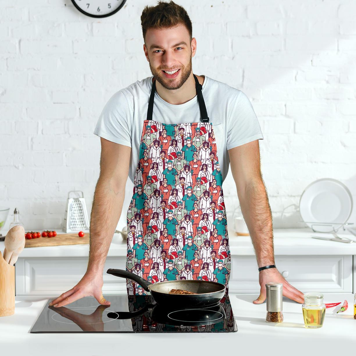 Docter Nurse Pattern Print Men's Apron-grizzshop