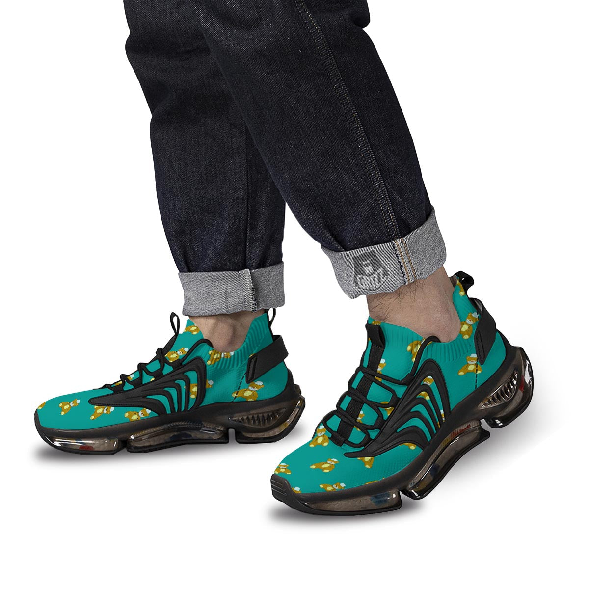 Doctor Teddy Bear Print Pattern Black Gym Shoes-grizzshop