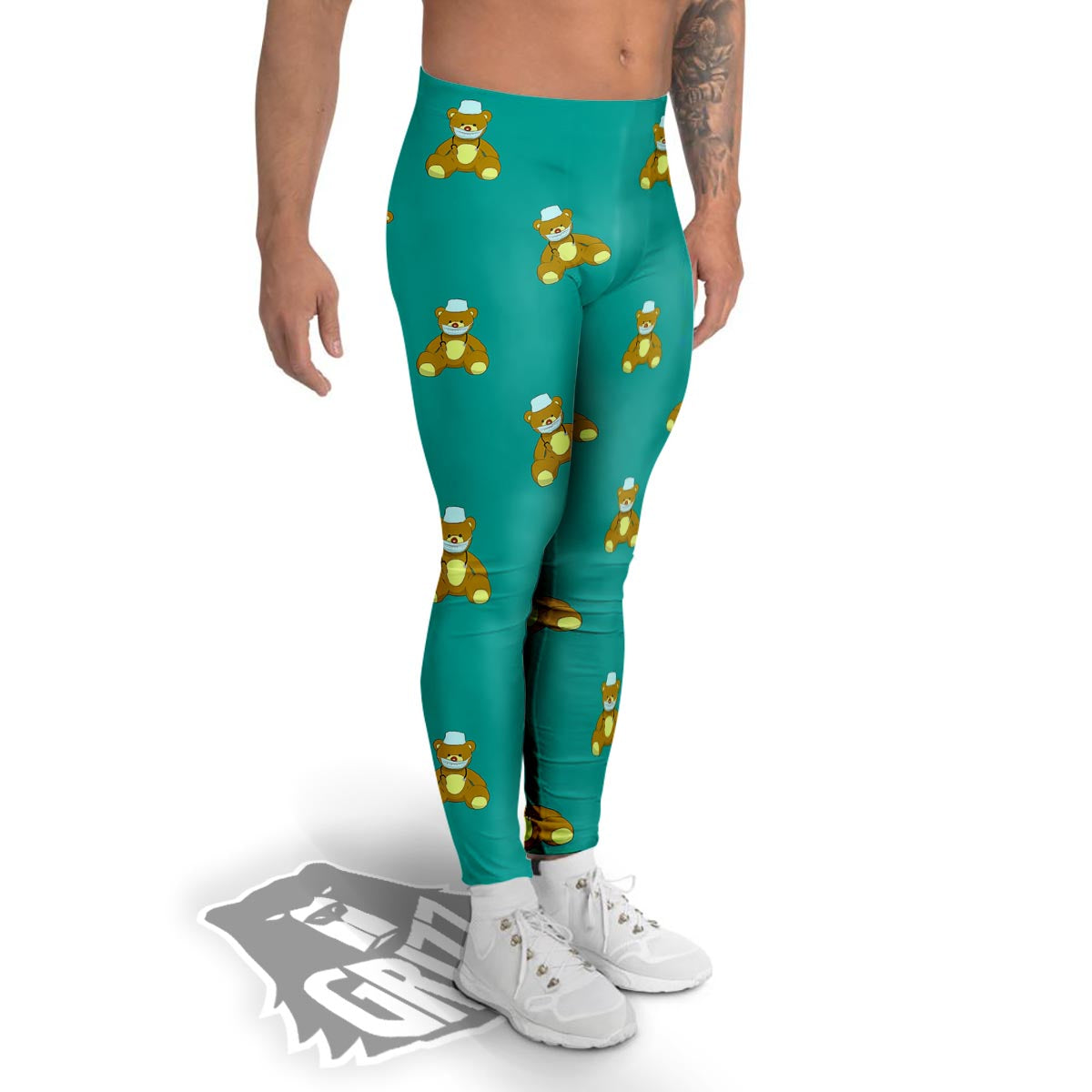 Doctor Teddy Bear Print Pattern Men's Leggings-grizzshop