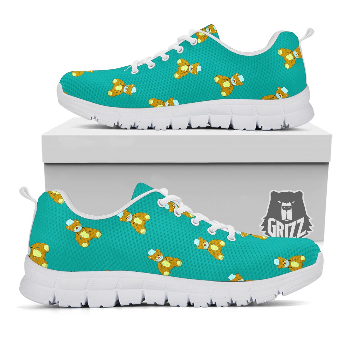 Doctor Teddy Bear Print Pattern White Sneaker-grizzshop