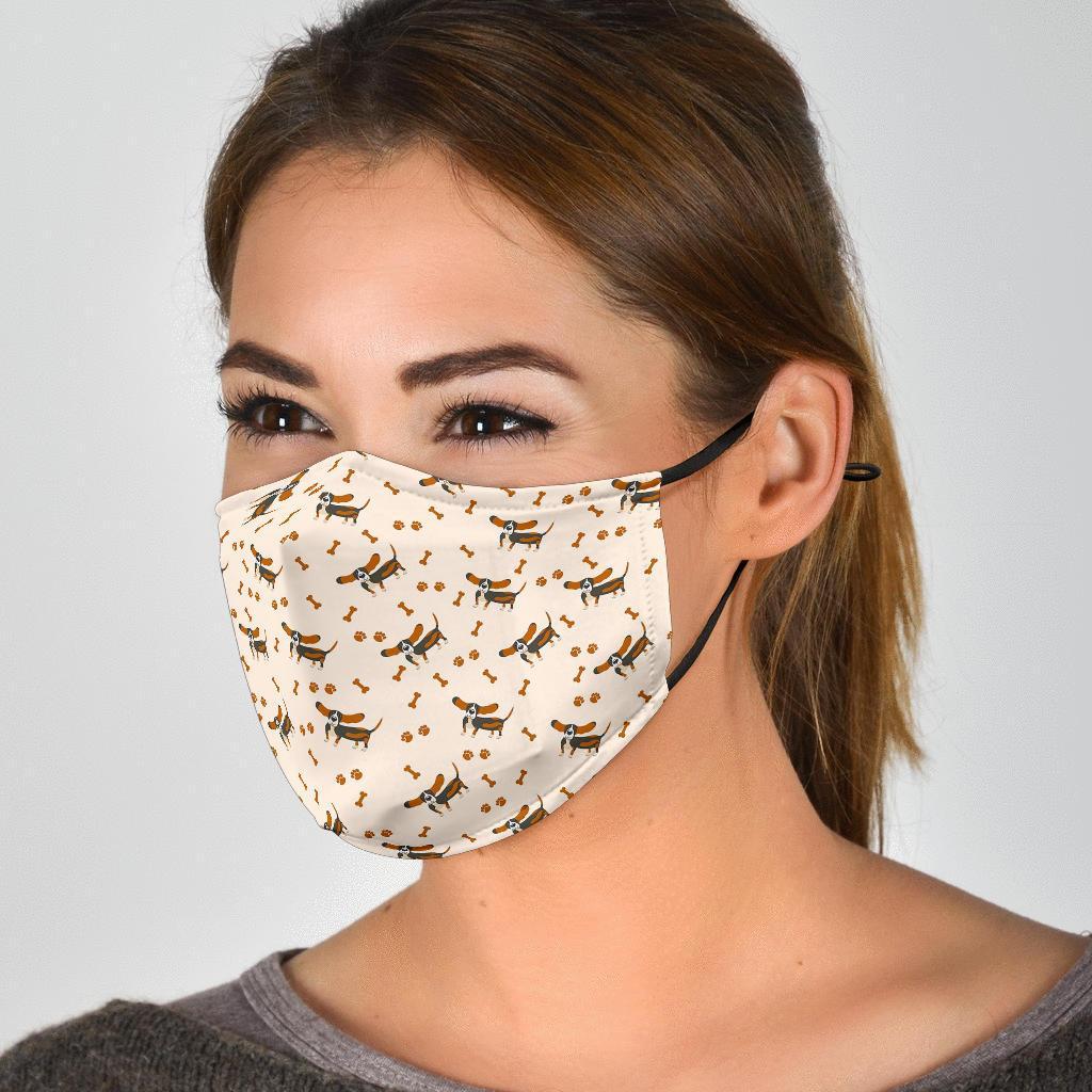 Dog Basset Hound Pattern Print Face Mask-grizzshop