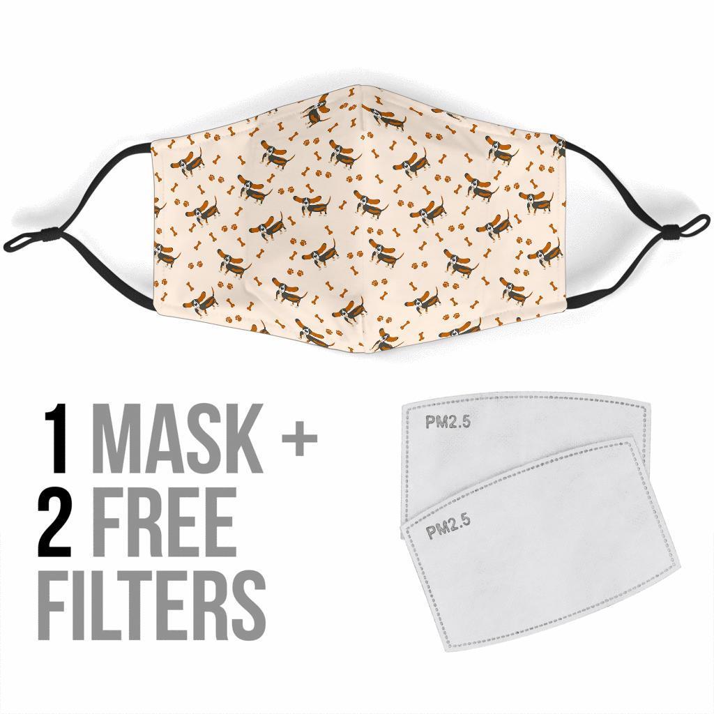 Dog Basset Hound Pattern Print Face Mask-grizzshop