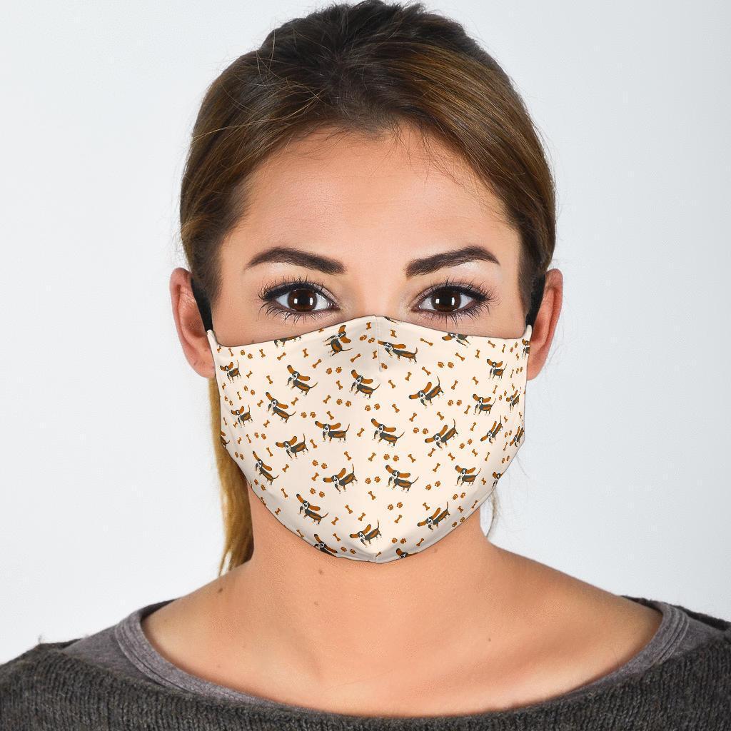 Dog Basset Hound Pattern Print Face Mask-grizzshop