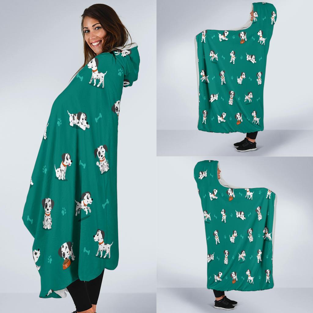 Dog Dalmatian Puppy Pattern Print Hooded Blanket-grizzshop