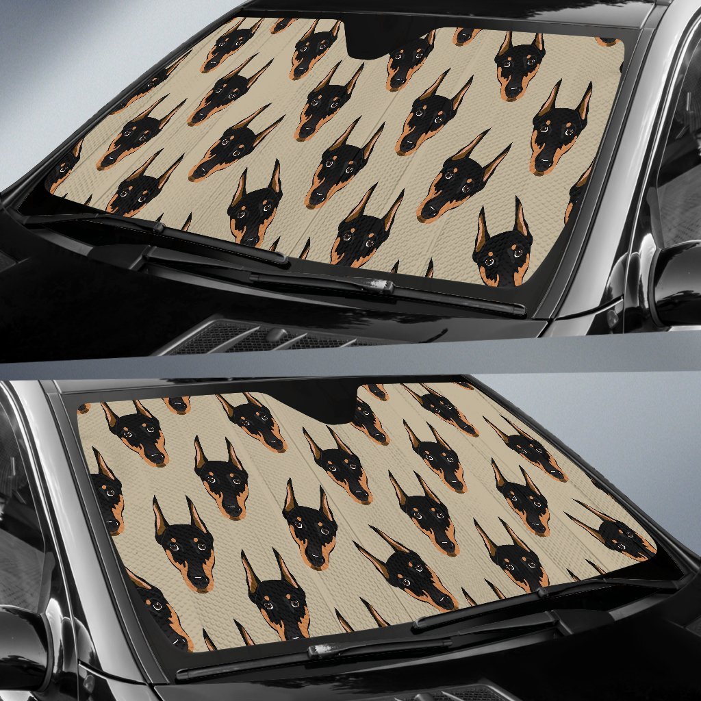 Dog Doberman Pattern Print Car Sun Shade-grizzshop