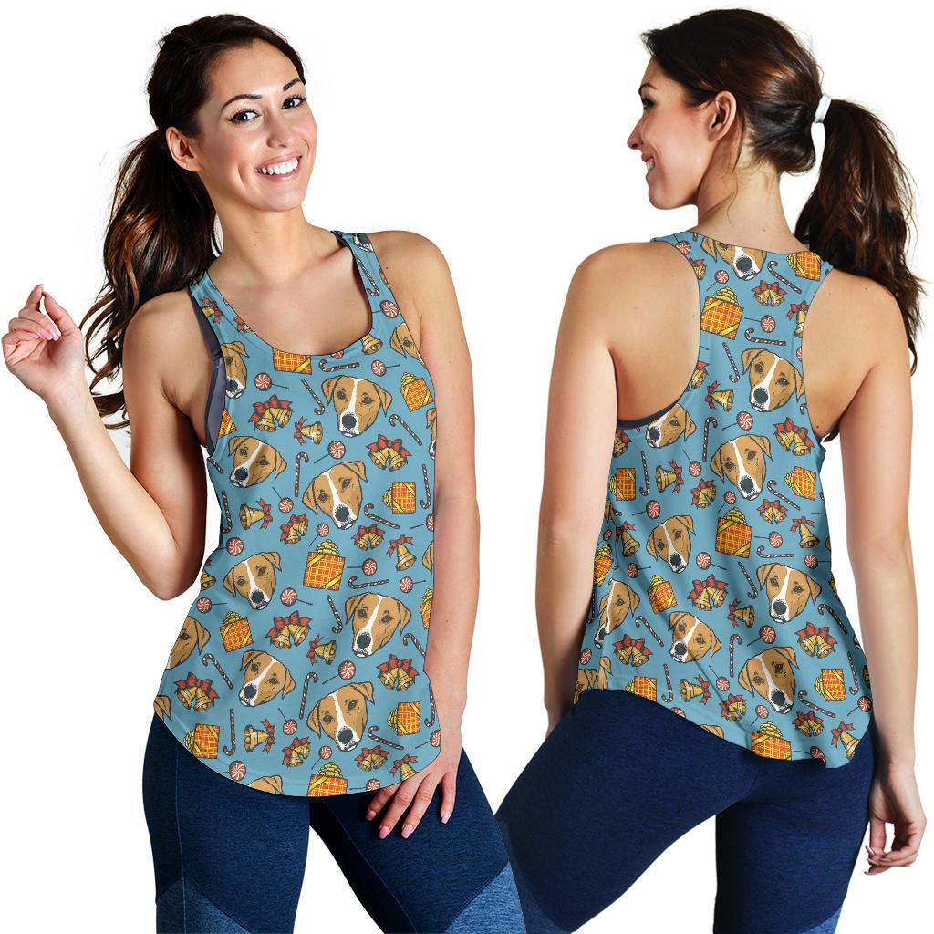 Dog Jack Russell Pattern Print Racerback Tank Tops-grizzshop