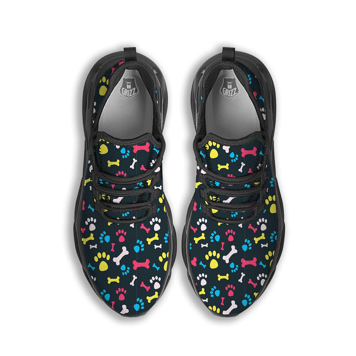 Dog Paw Print Black Running Shoes-grizzshop